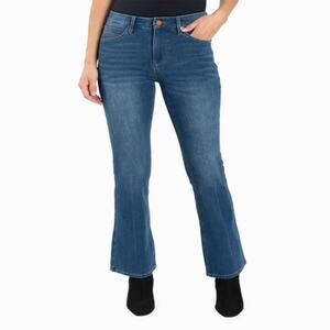 Nicole Miller Size 12 Mid Rise Bootcut Embroidered Pockets Dk Wash Jeans